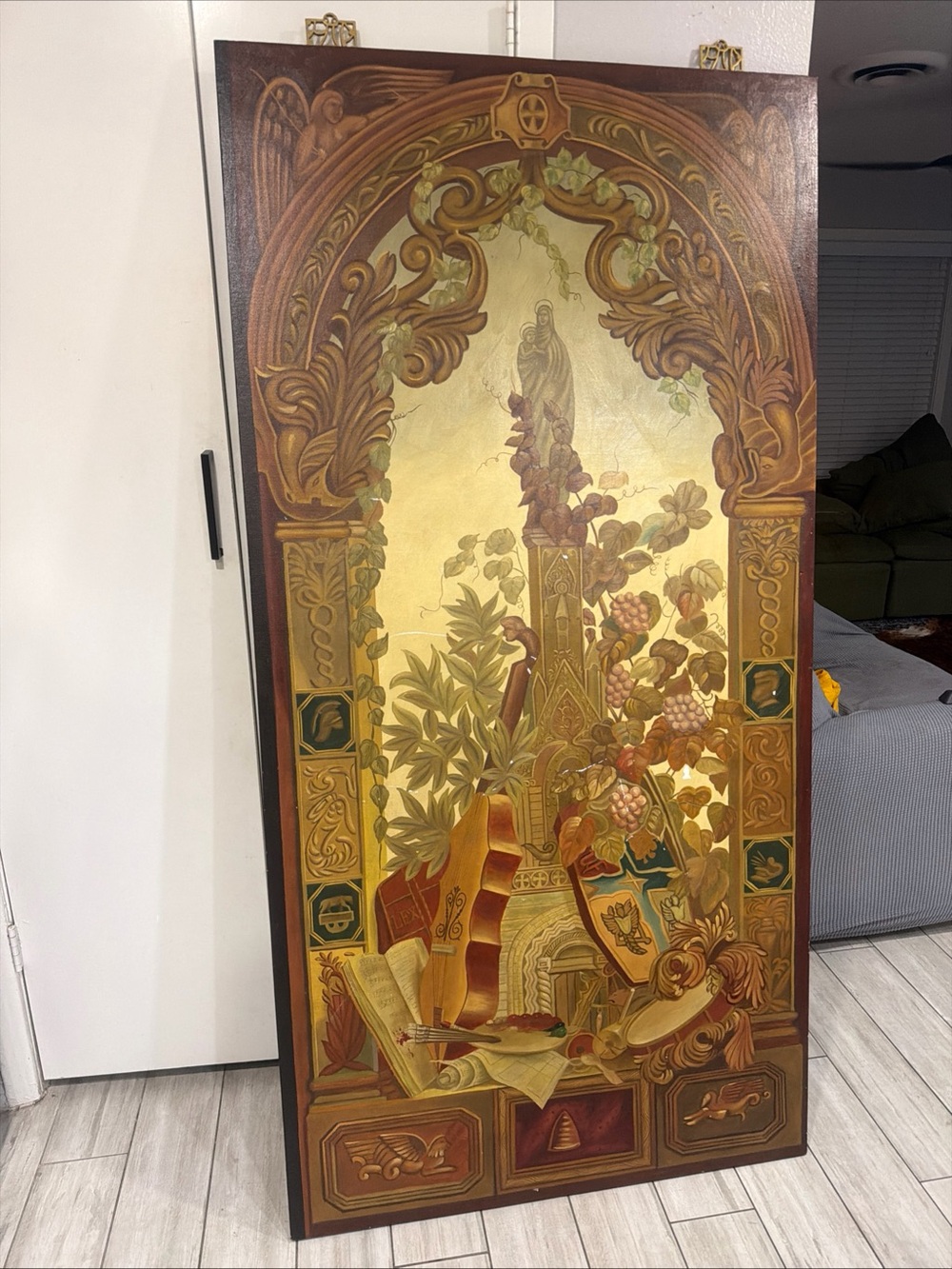 Vintage Maitland - Smith hand painted 72 x 36 wall art signed RARE